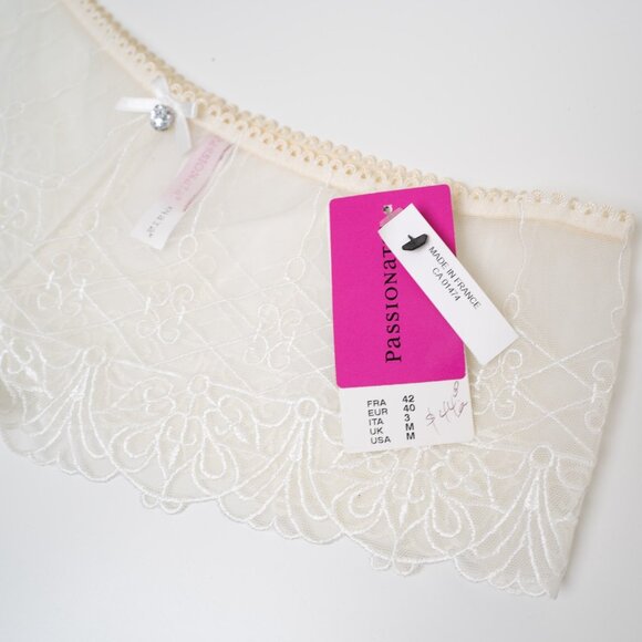 Chantelle Passionata Lace Panty White Cheeky Embroidered Made in France - Picture 3 of 9